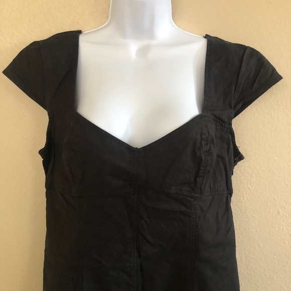 Urban Outfitters Linen Blend Sweetheart Neck Cap Sleeve Cutout Back Dress Sz L - Picture 2 of 14